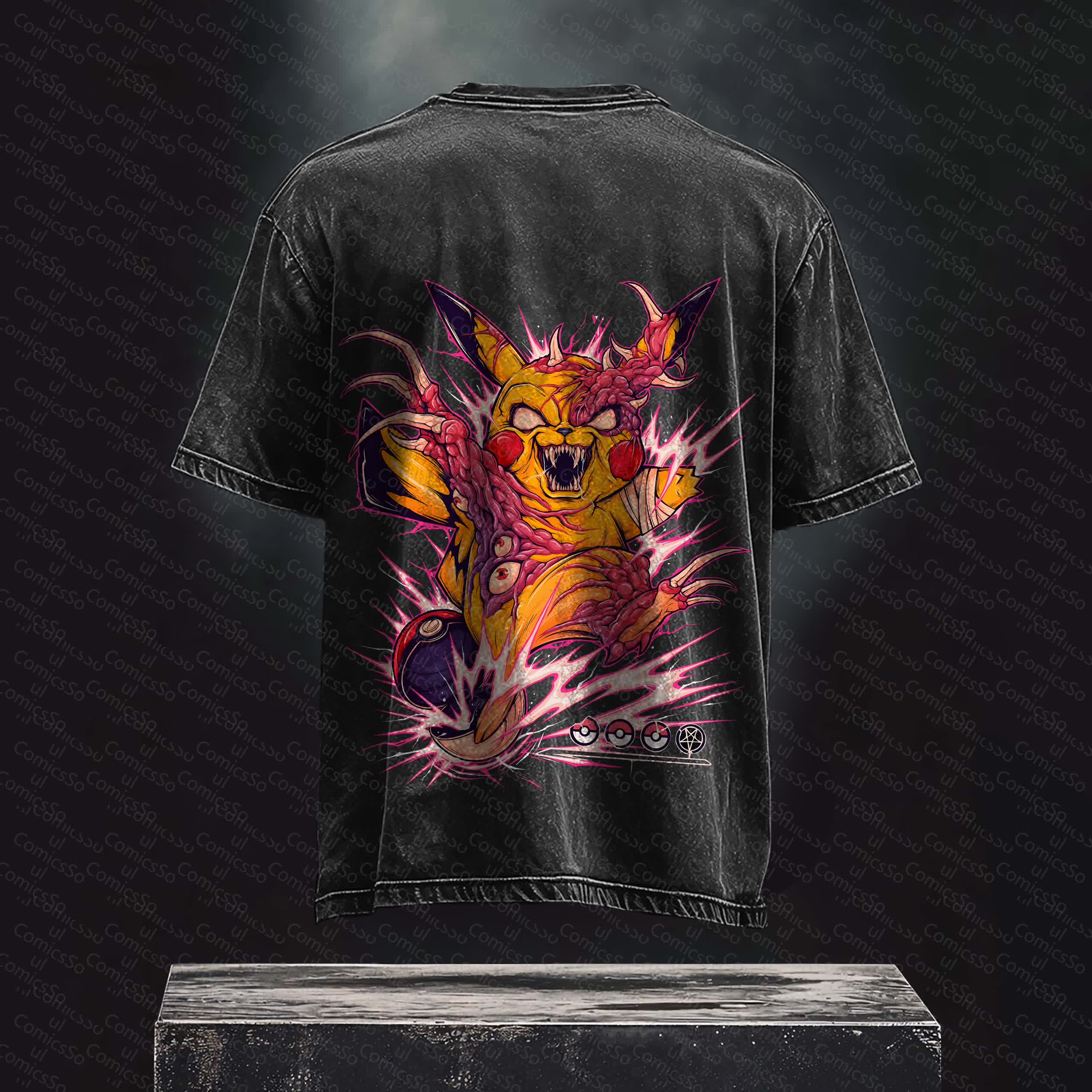 Unisex Anime Inspired Vintage Washed T-Shirt丨 Pokémon