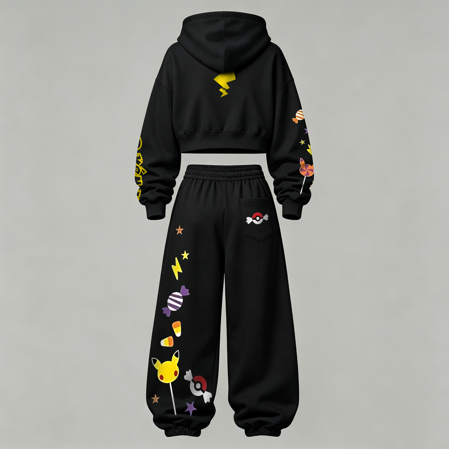 Pokémon Halloween Series Cropped Long Sleeve Hoodie & High Waist Jogger Pants Two Piece