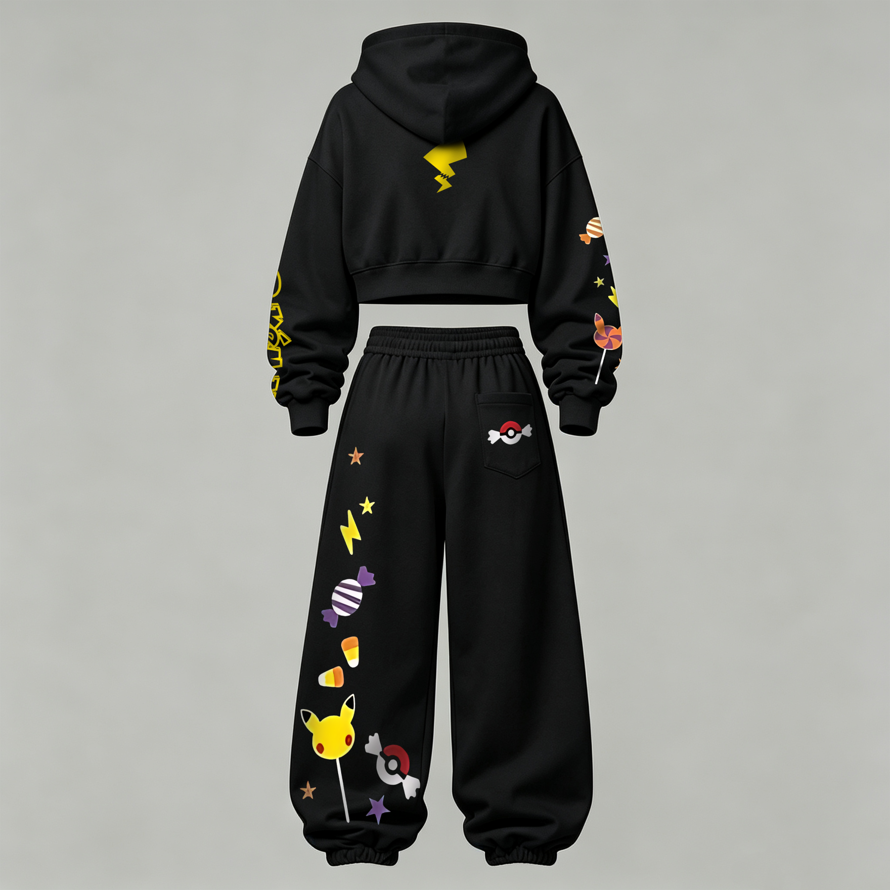 Pokémon Halloween Series Cropped Long Sleeve Hoodie & High Waist Jogger Pants Two Piece