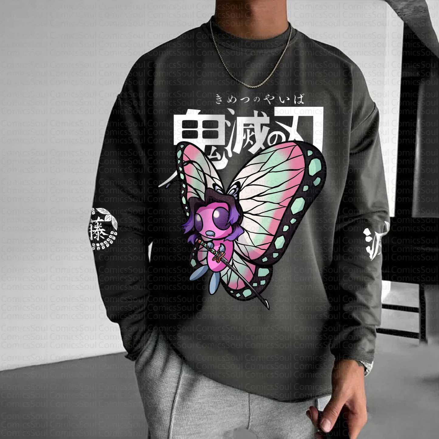 Unisex “Demon Slayer X Pokémon” Anime Graphic Streetwear Vintage Long-Sleeved T-shirt