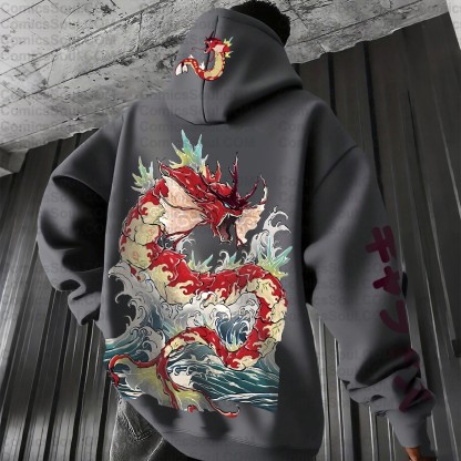 Plus Velvet Unisex Anime Graphic Streetwear Vintage Hoodie