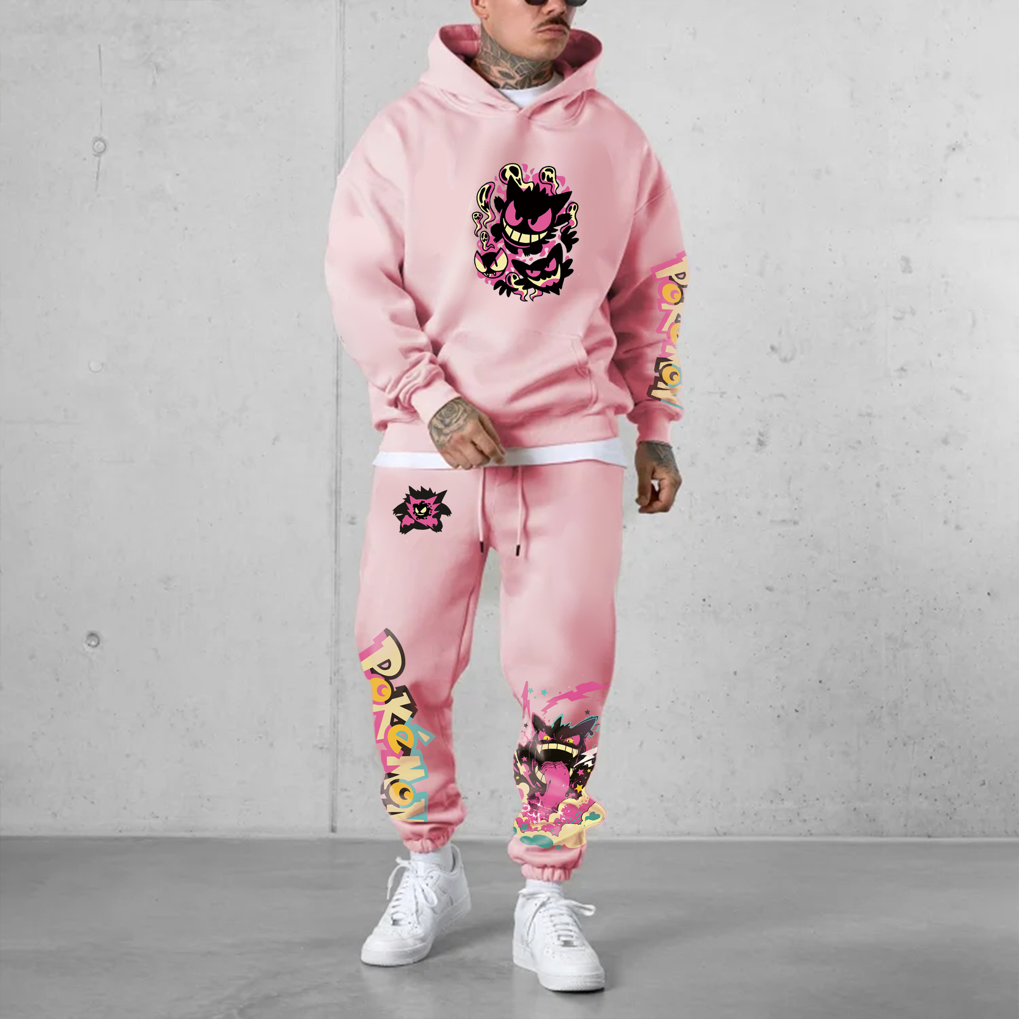 (Fleece-Lined Hoodie) 3D Printed Pullover Hoodie And Sweatpant 2pcs Tracksuits