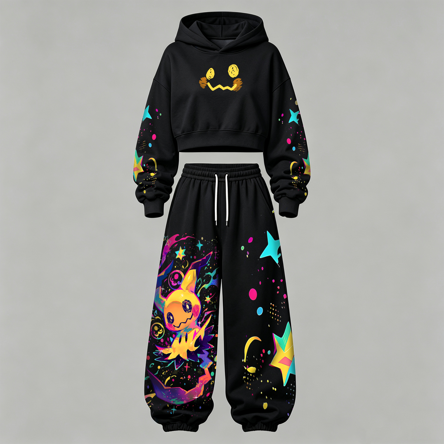 Pokémon Halloween Series Cropped Long Sleeve Hoodie & High Waist Jogger Pants Two Piece