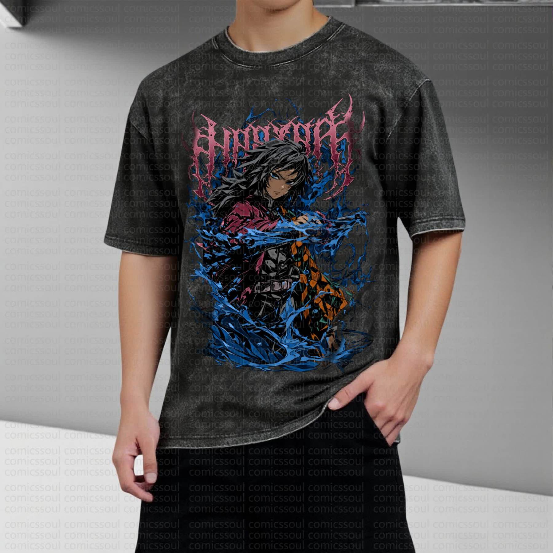 Unisex Anime Inspired Vintage T-Shirt丨Demon Slayer X Pokémon