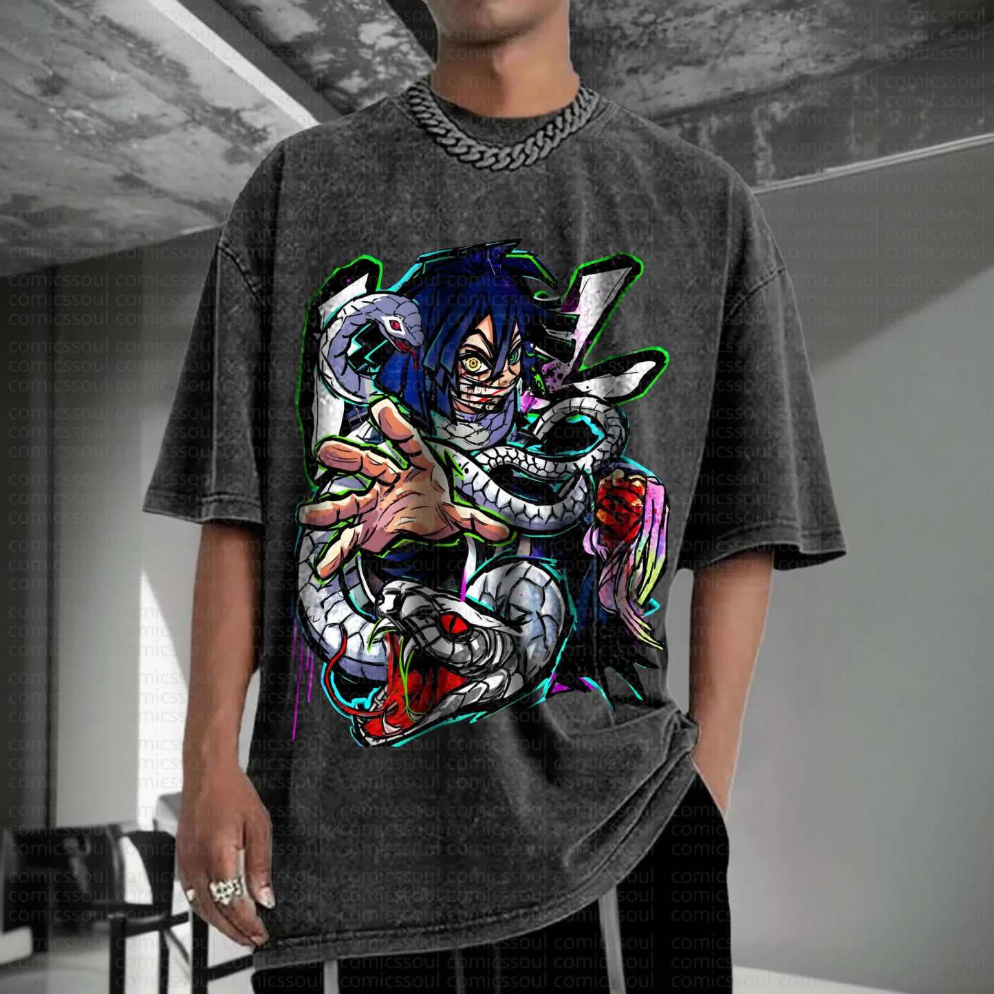 Unisex Anime Inspired Vintage T-Shirt丨Demon Slayer X Pokémon