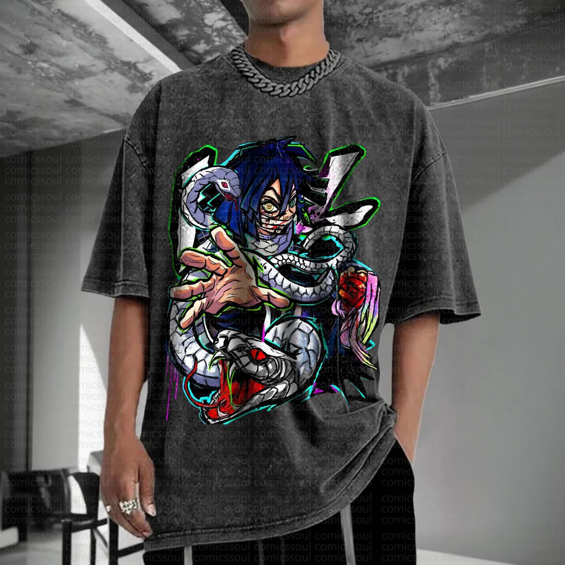 Unisex Anime Inspired Vintage T-Shirt丨Demon Slayer X Pokémon