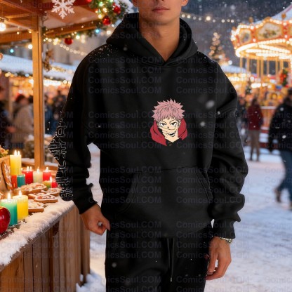 Plus Velvet Unisex Anime Graphic Streetwear Vintage Hoodie