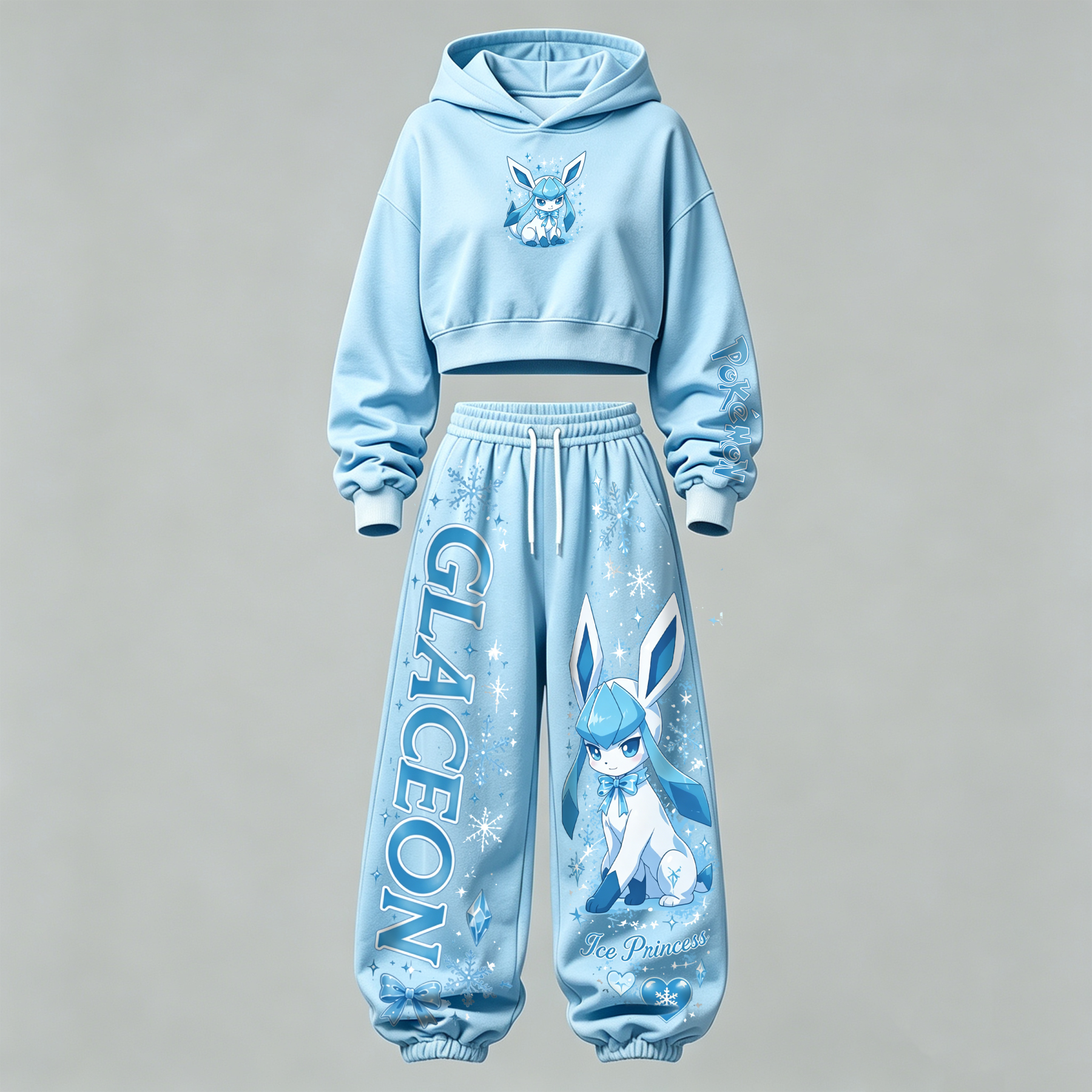 Pokémon Cropped Long Sleeve Hoodie & High Waist Jogger Pants Two Piece