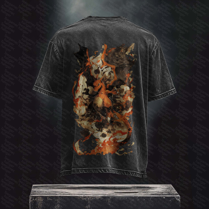 Unisex High Quality Inspired Vintage Washed 3D Direct Injection T-Shirt