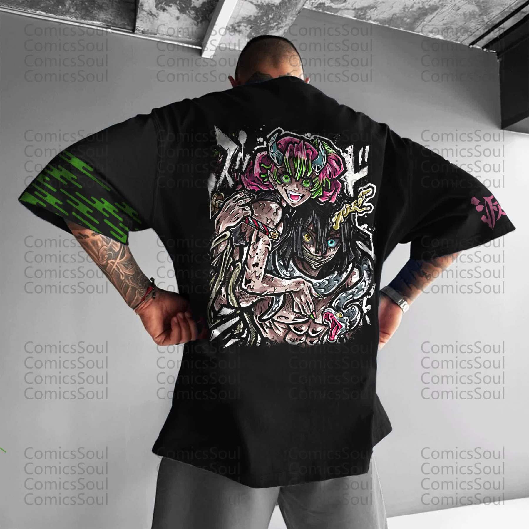 Unisex Anime Inspired Vintage T-Shirt丨Demon Slayer X Pokémon