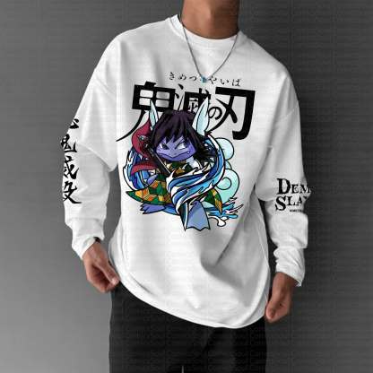 Unisex “Demon Slayer X Pokémon” Anime Graphic Streetwear Vintage Long-Sleeved T-shirt