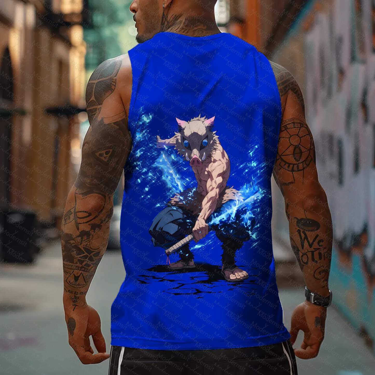 Oversized Anime Print Gym Tank Top