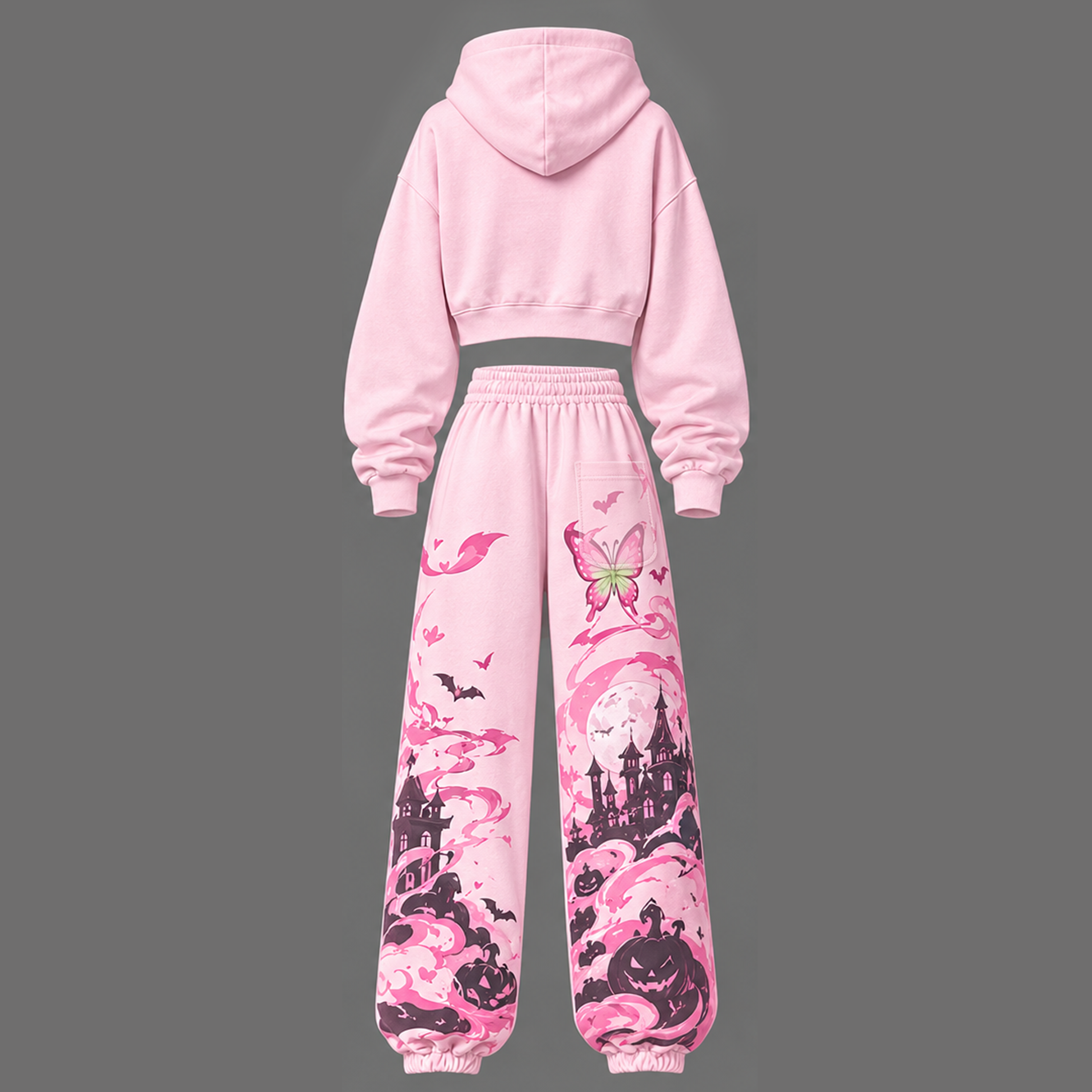 Demon Slayer Cropped Long Sleeve Hoodie & High Waist Jogger Pants Two Piece