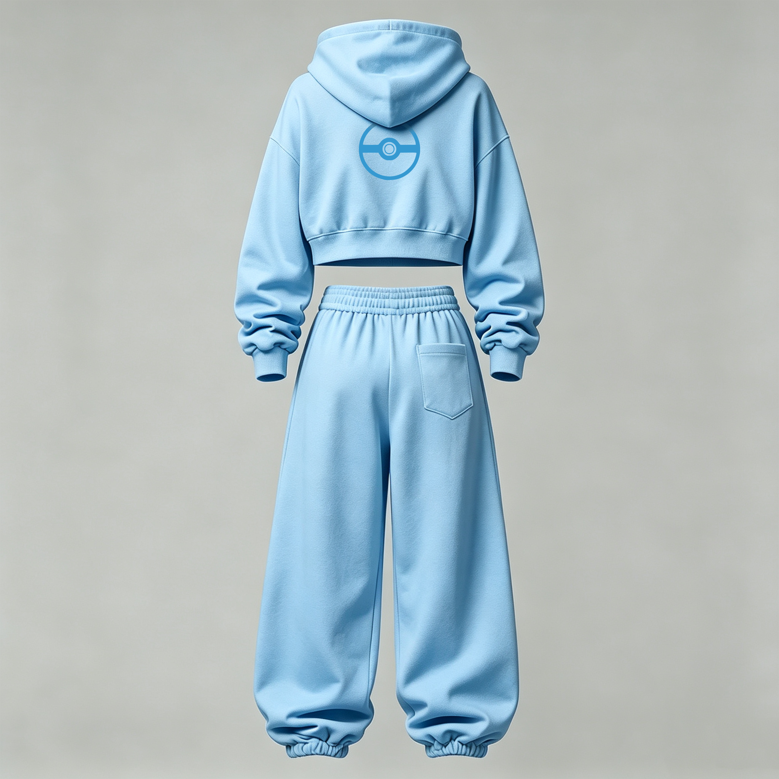 Pokémon Cropped Long Sleeve Hoodie & High Waist Jogger Pants Two Piece