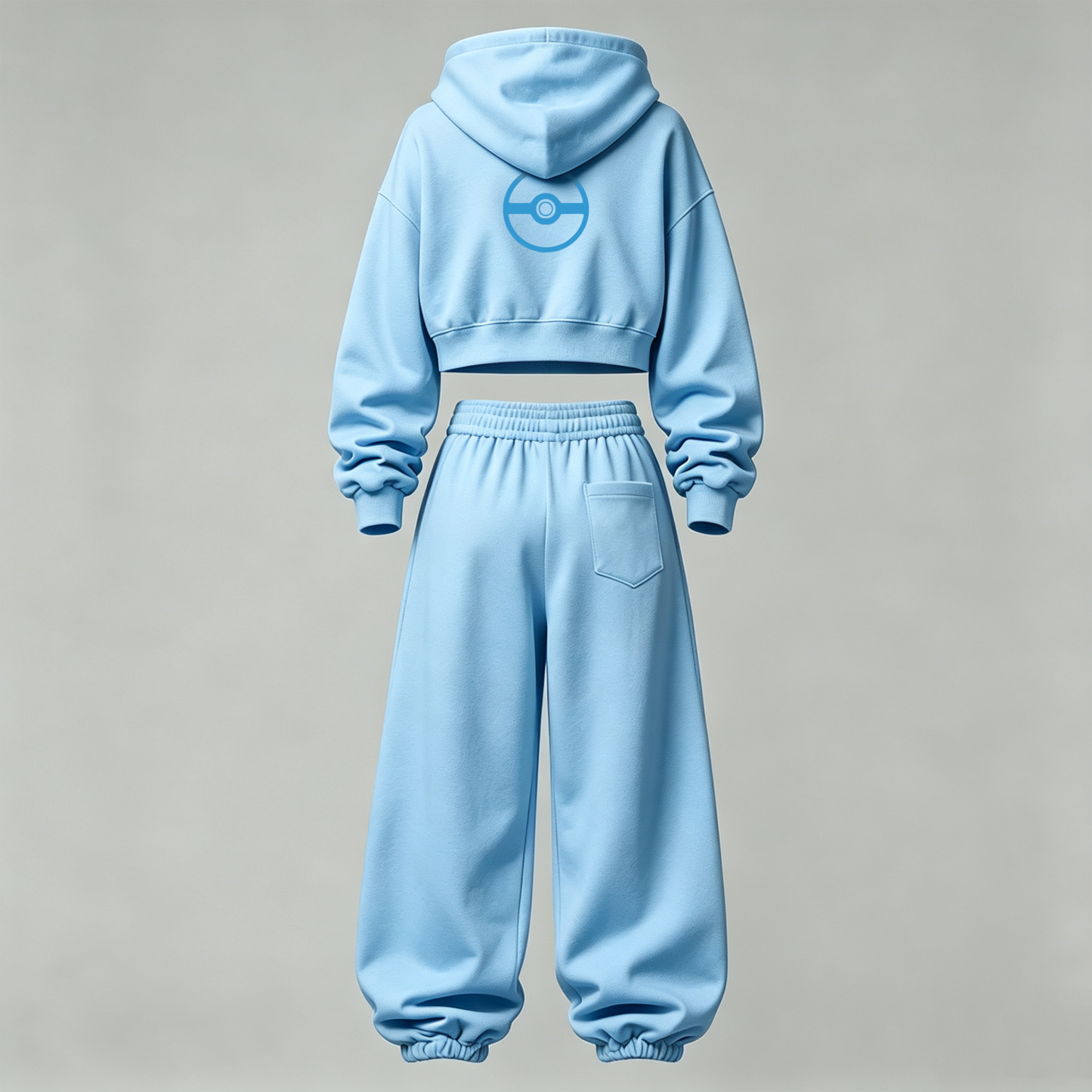 Pokémon Cropped Long Sleeve Hoodie & High Waist Jogger Pants Two Piece