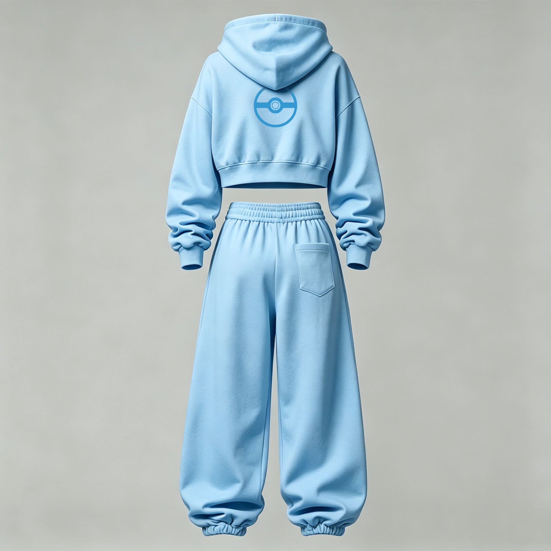 Pokémon Cropped Long Sleeve Hoodie & High Waist Jogger Pants Two Piece