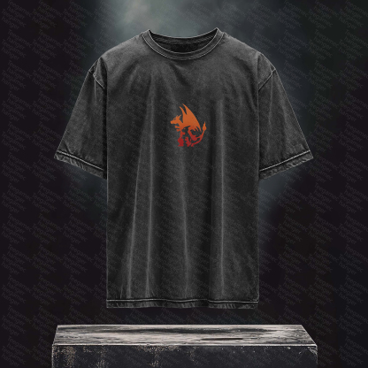 Unisex High Quality Inspired Vintage Washed 3D Direct Injection T-Shirt