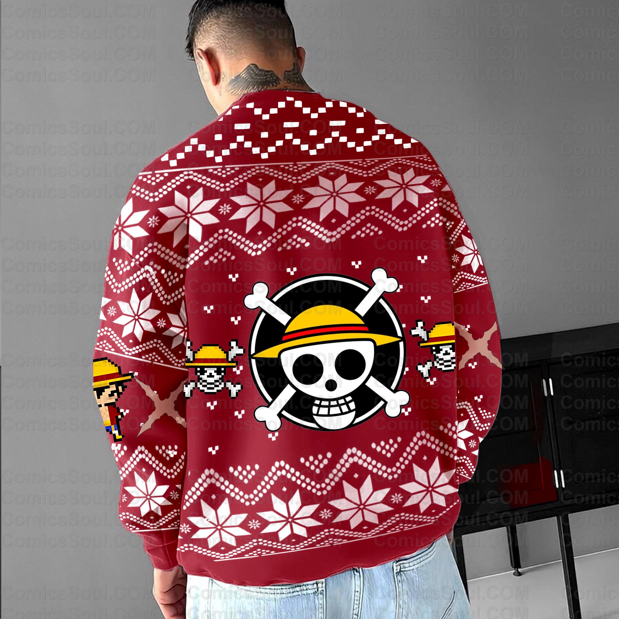 (One Piece)Plus Velvet Unisex Anime Inspired Vintage Sweatshirt