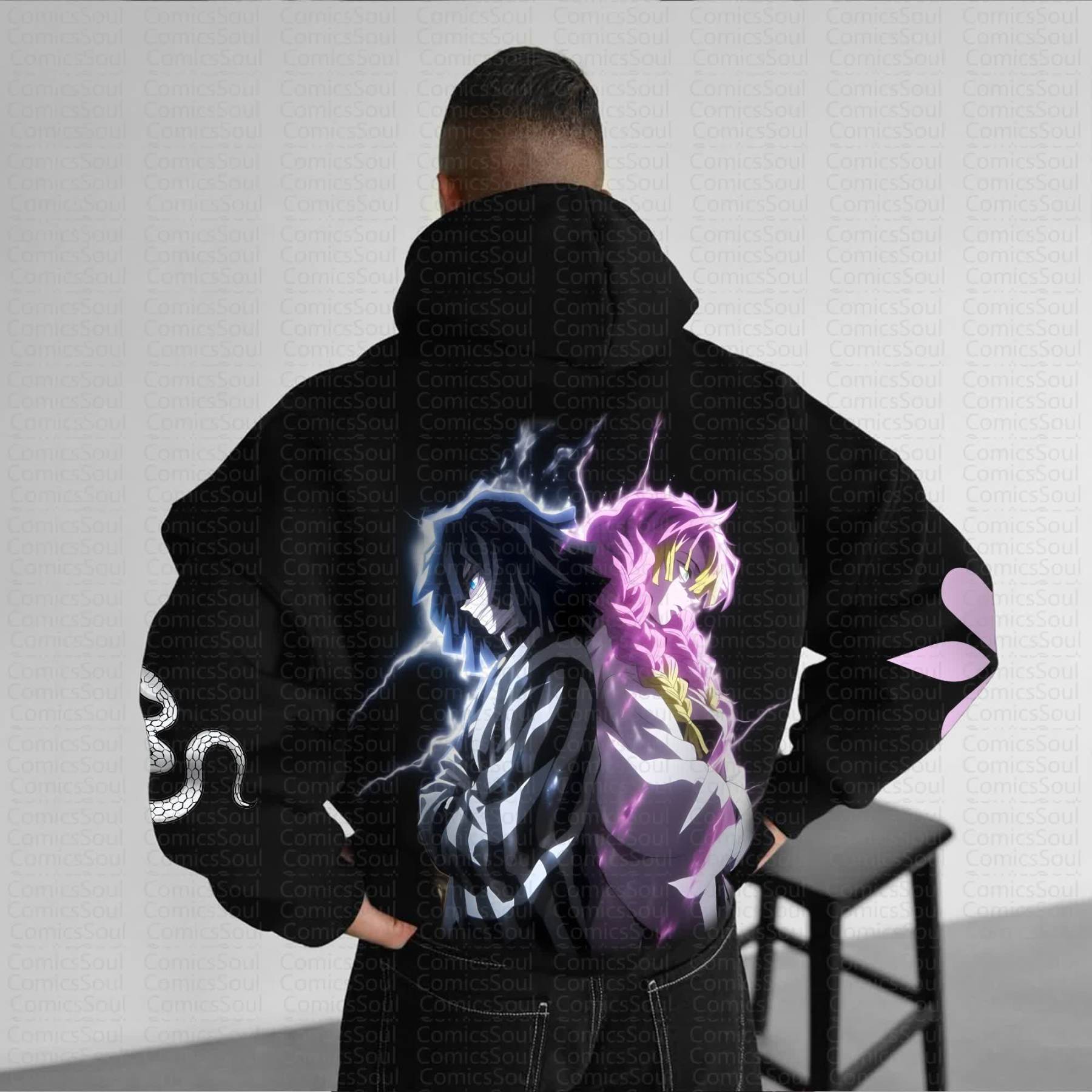 Unisex Anime Graphic Streetwear Vintage Hoodie丨Demon Slayer X Pokémon