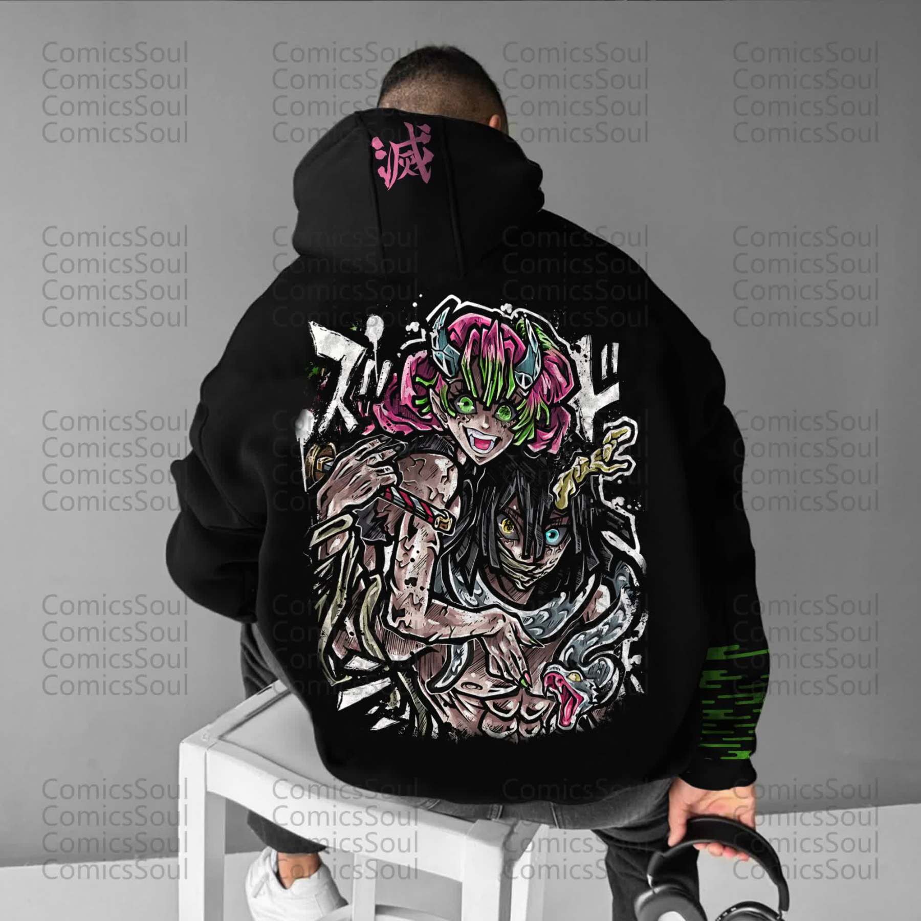 Unisex “Demon Slayer” Anime Graphic Streetwear Vintage Hoodie