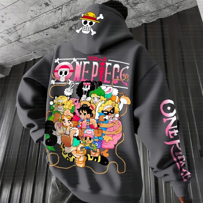 Plus Velvet Unisex Anime Graphic Streetwear Vintage Hoodie