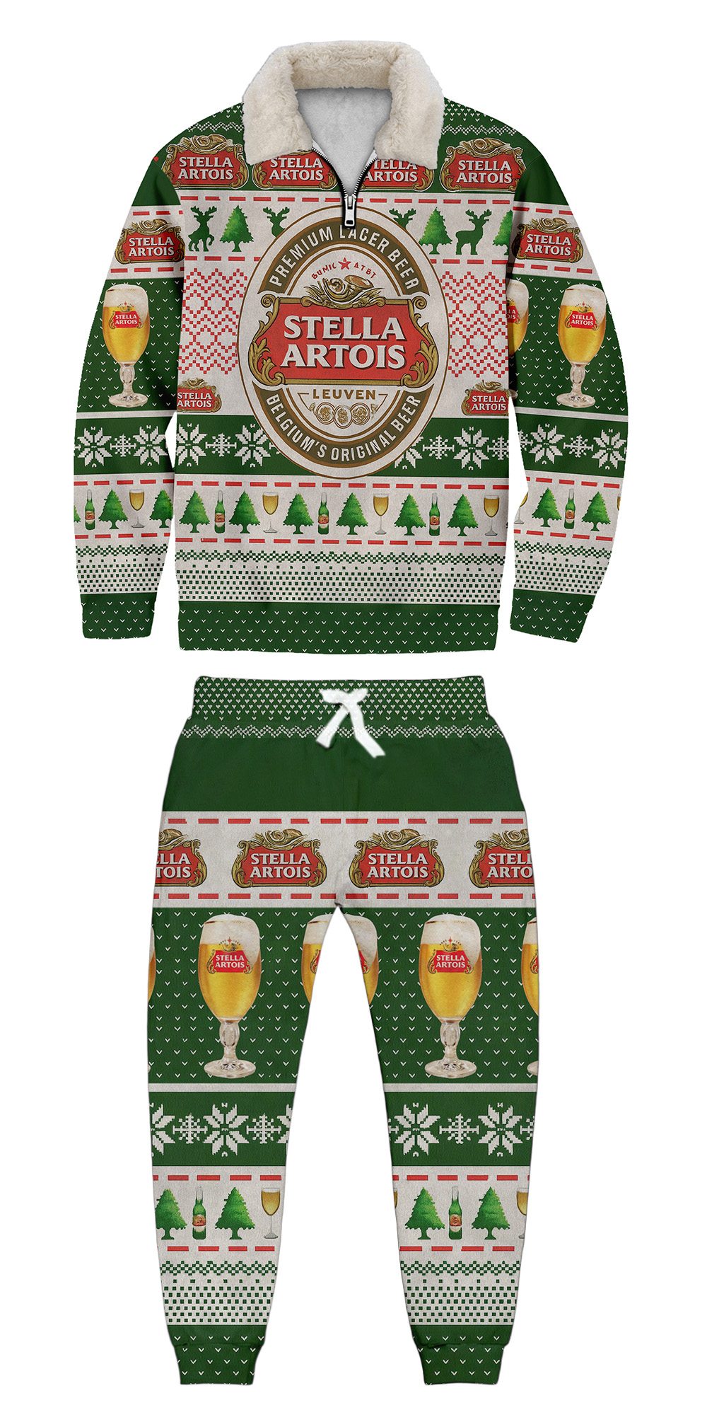 Unisex  3D Printed Stella Artios Ugly Christmas Sweatshirt Set