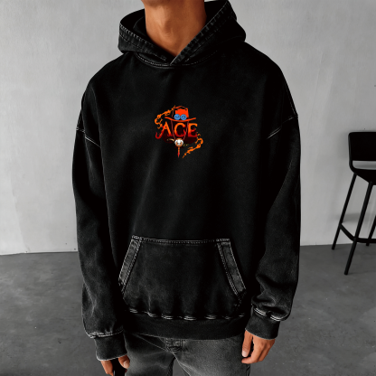Unisex  Anime Graphic Water wash Streetwear Vintage Hoodie