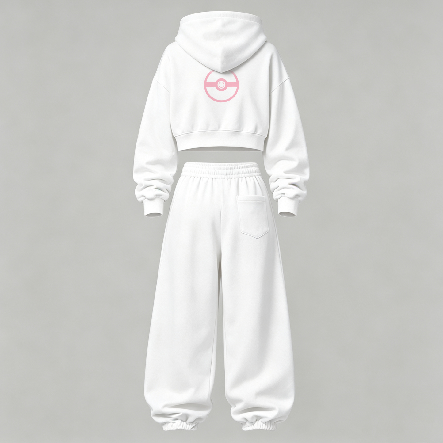 Pokémon Cropped Long Sleeve Hoodie & High Waist Jogger Pants Two Piece