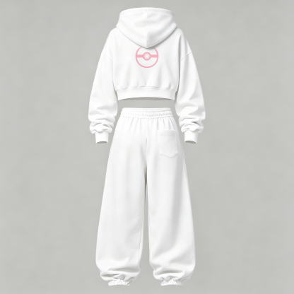 Pokémon Cropped Long Sleeve Hoodie & High Waist Jogger Pants Two Piece