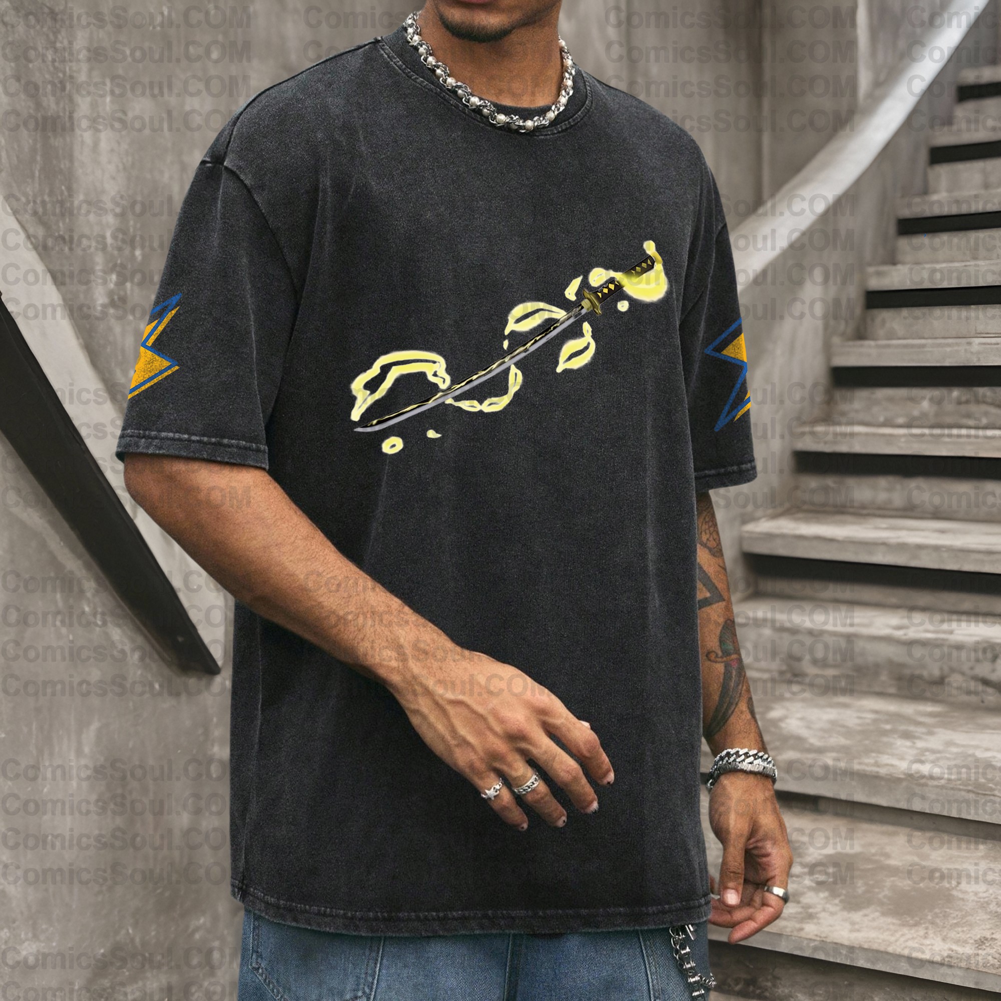 Vintage 3D Direct Inkjet Printed Washed Unisex T-Shirt