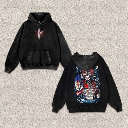 Unisex “Demon Slayer” Anime Graphic Streetwear Vintage Washed Hoodie