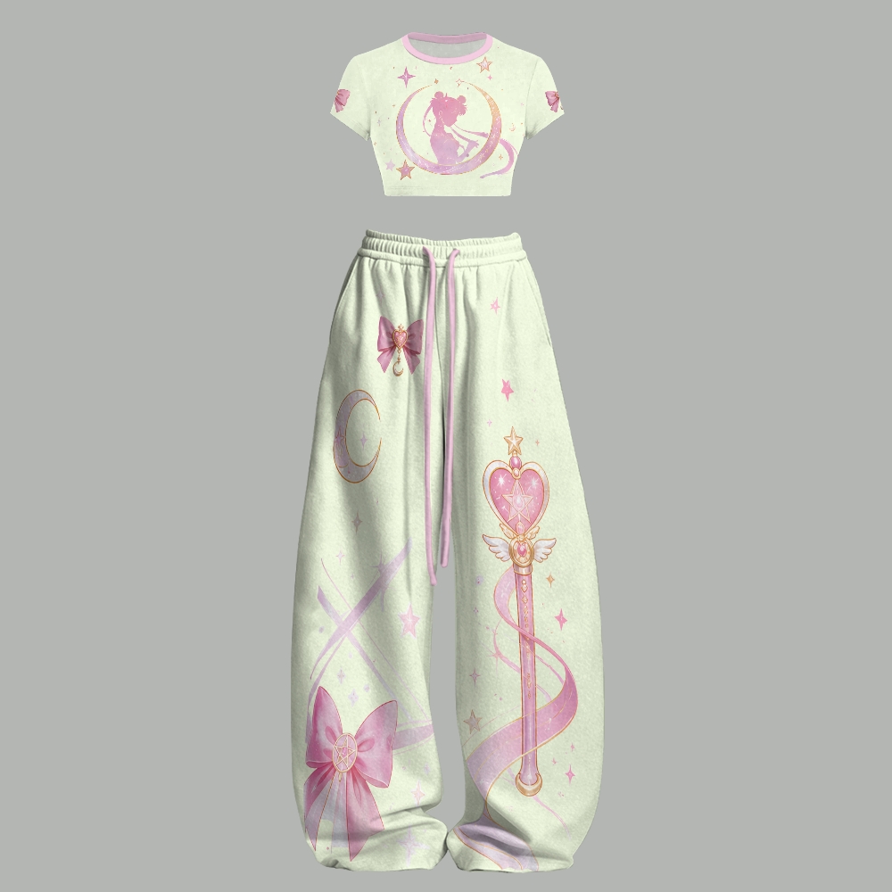  Sailor Moon Top & Elasticated Trousers Two-Piece Set