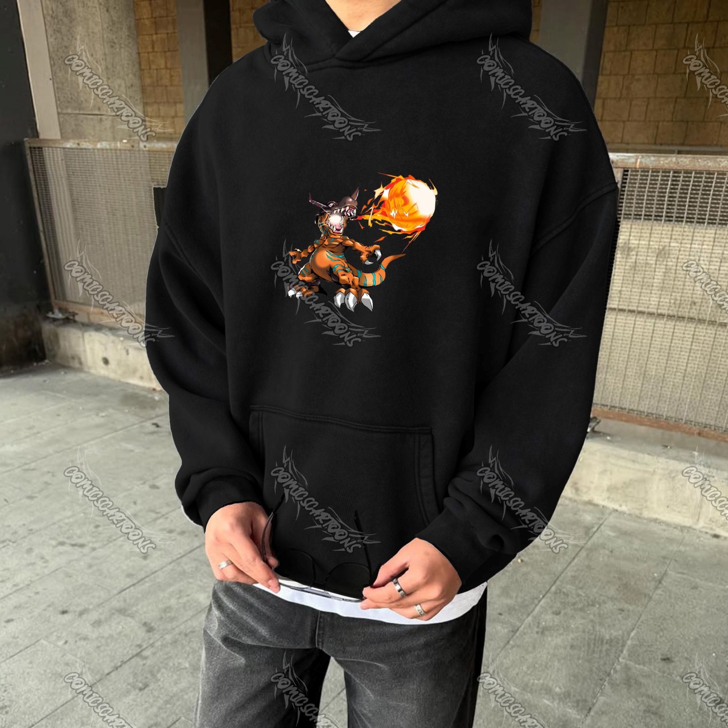Vintage 3D Direct Inkjet Printed Washed Unisex Plush Hoodie