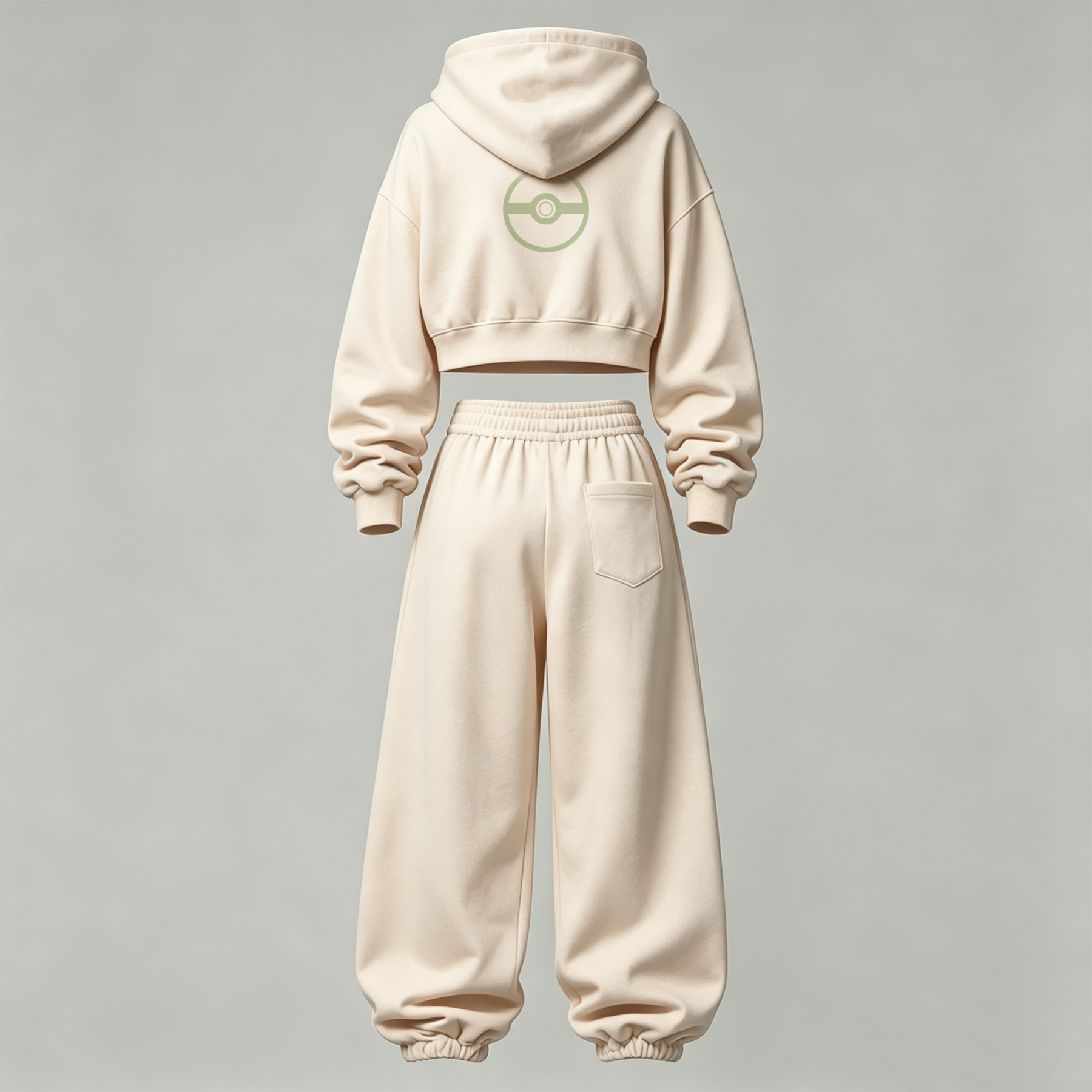 Pokémon Cropped Long Sleeve Hoodie & High Waist Jogger Pants Two Piece