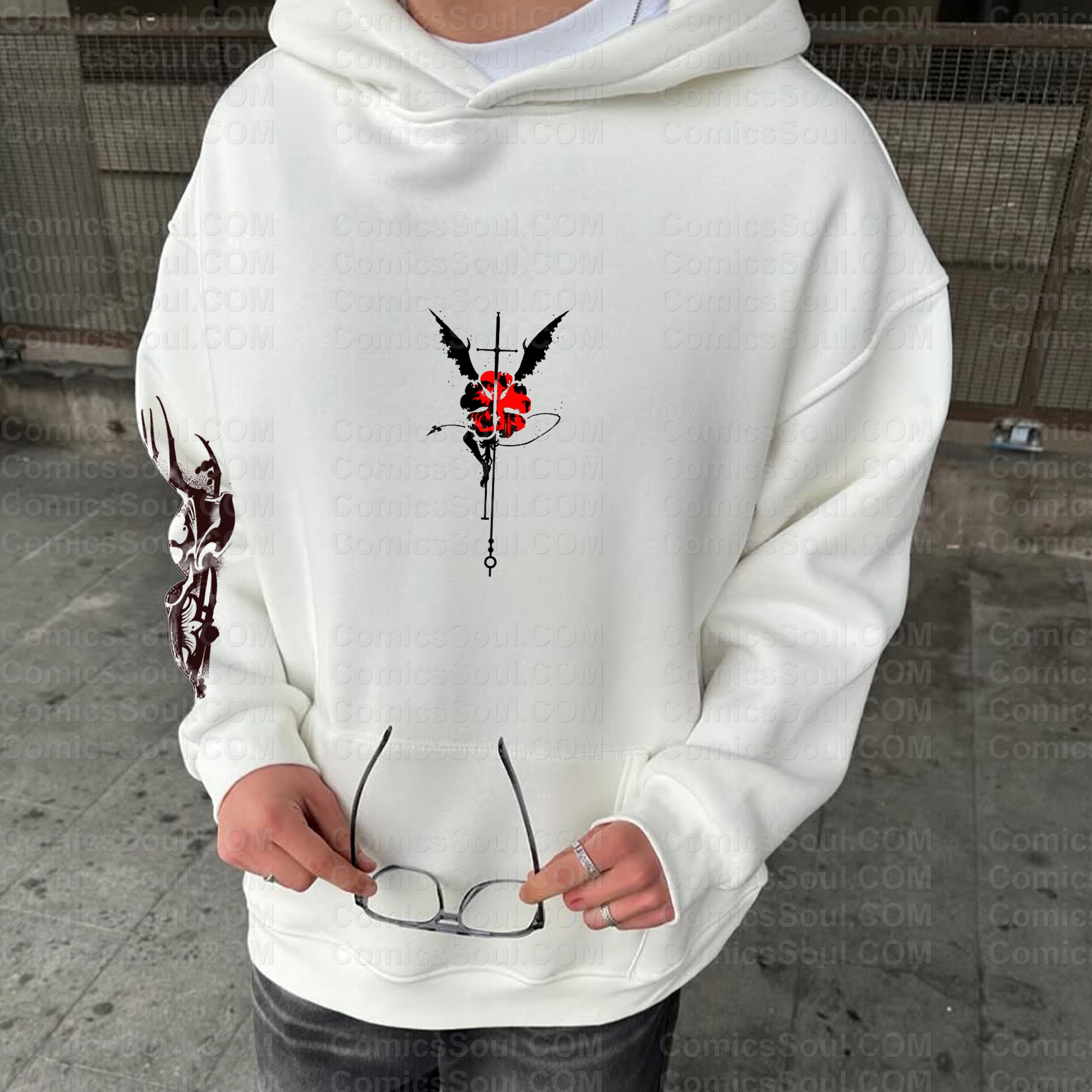 Plus Velvet Unisex Anime Graphic Streetwear Vintage Hoodie