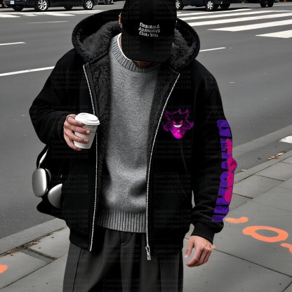 Unisex Graphic Streetwear Vintage Zipper Cardigan Plush Hoodie