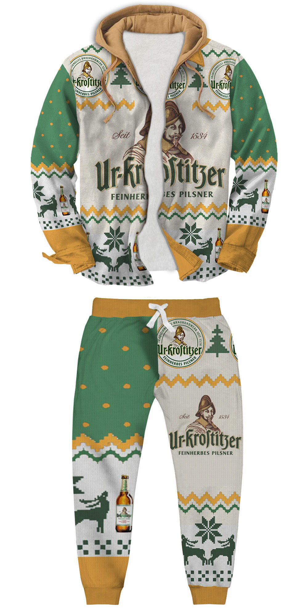 Unisex Fake Two Gradient Plaid Long-Sleeved Shirts Jacket Set