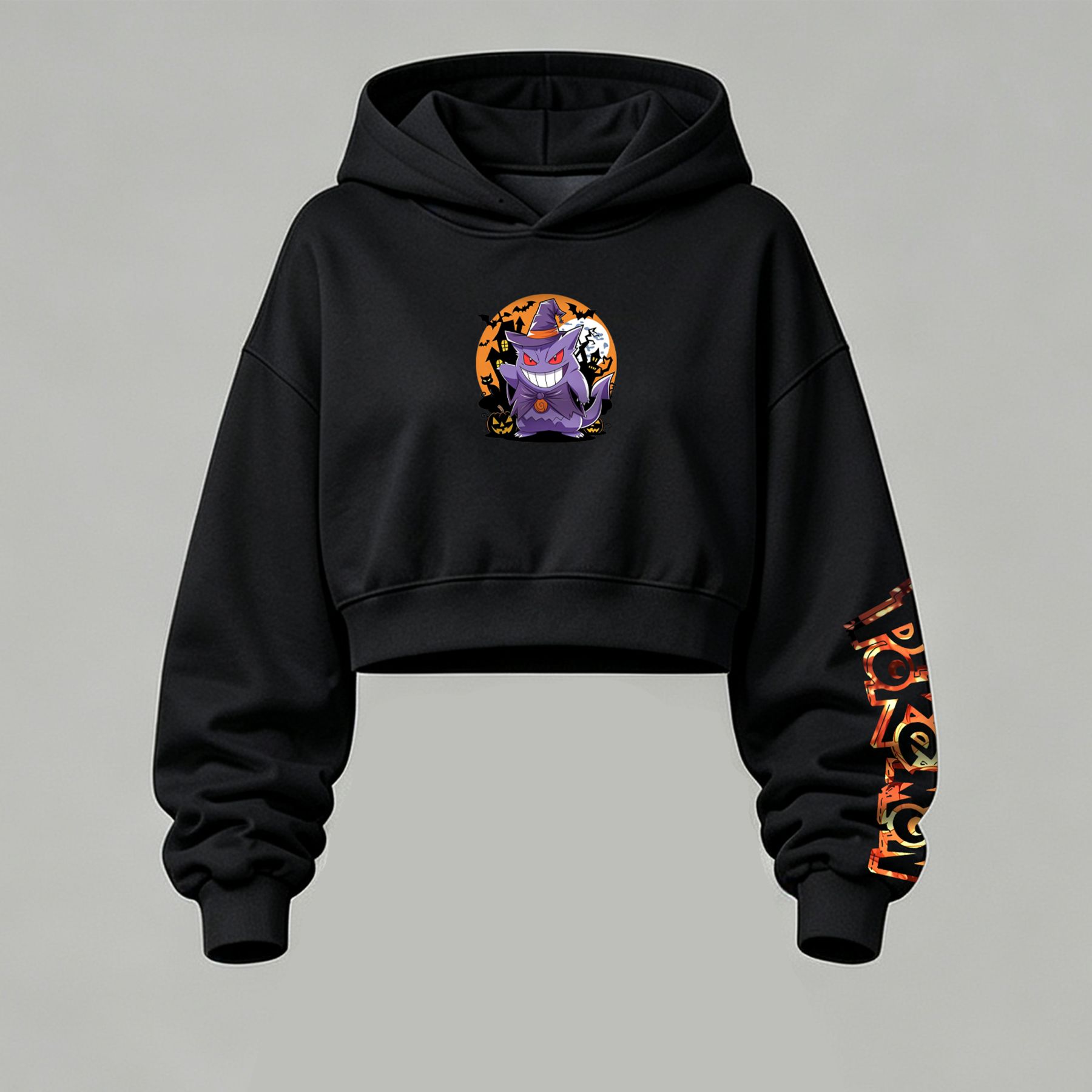 Pokémon Halloween Series Cropped Long Sleeve Hoodie & High Waist Jogger Pants Two Piece