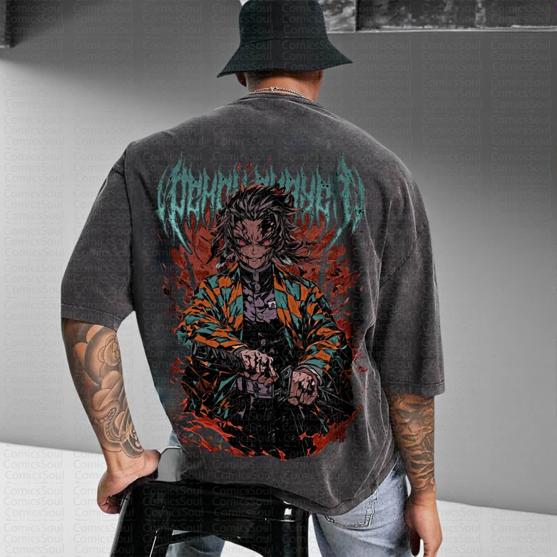 Unisex Anime Inspired Vintage T-Shirt丨Demon Slayer X Pokémon