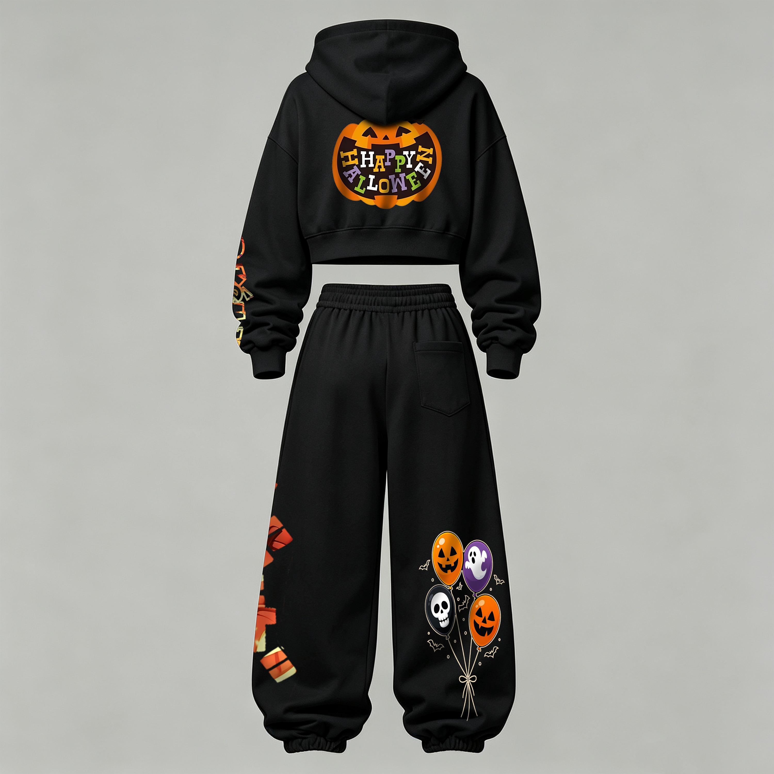 Pokémon Halloween Series Cropped Long Sleeve Hoodie & High Waist Jogger Pants Two Piece