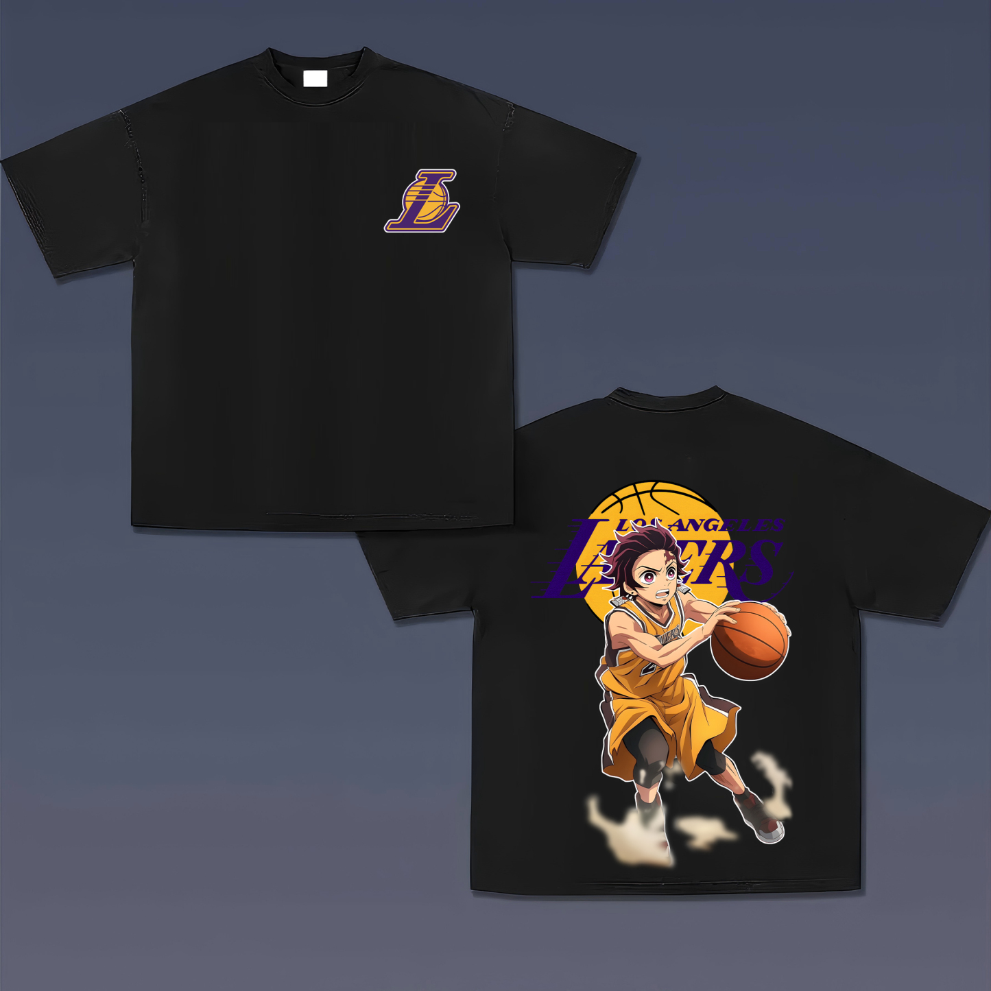 Unisex Vintage Tee丨Lakers X Demon Slayer Tee