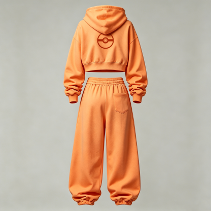 Pokémon Cropped Long Sleeve Hoodie & High Waist Jogger Pants Two Piece