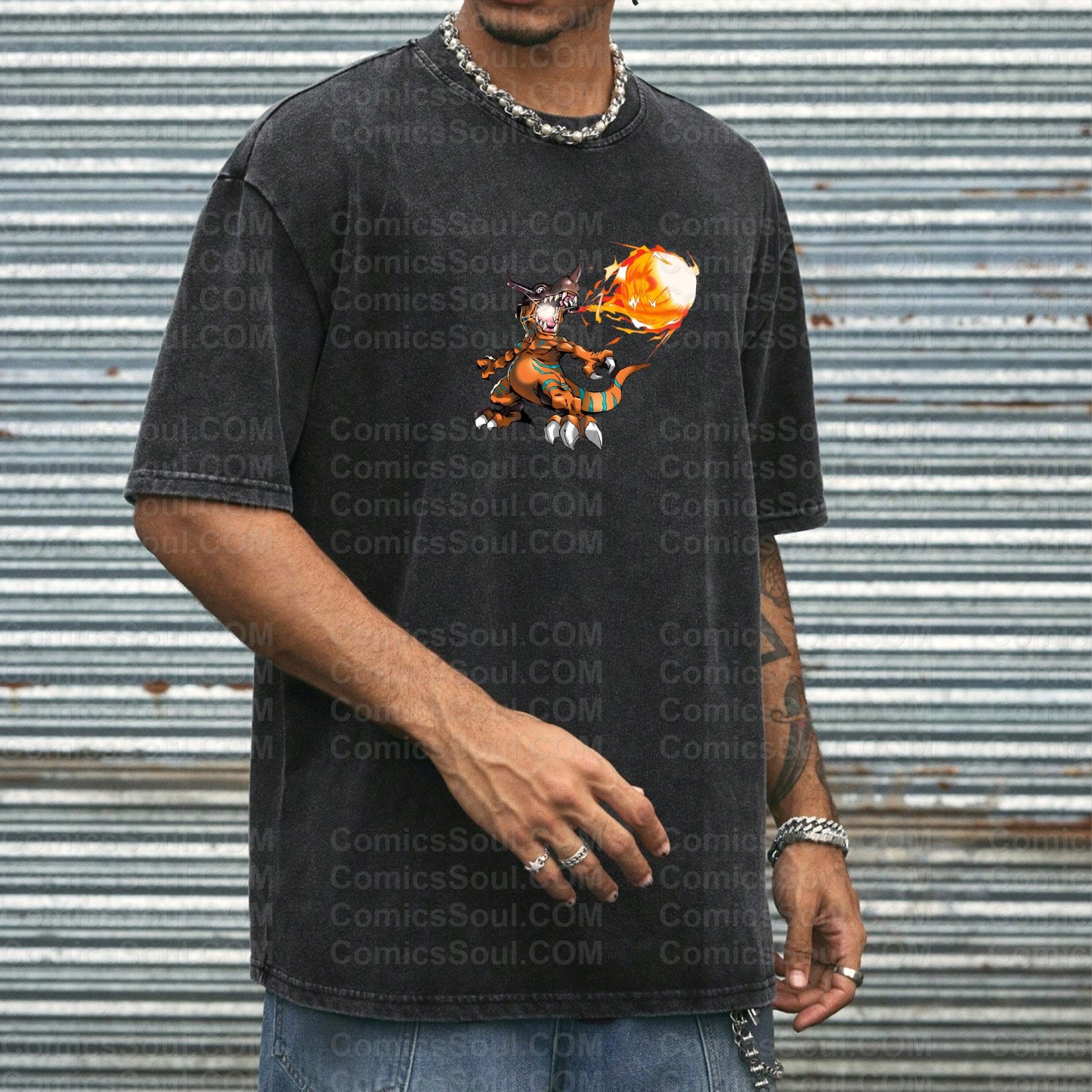 Vintage 3D Direct Inkjet Printed Washed Unisex T-Shirt