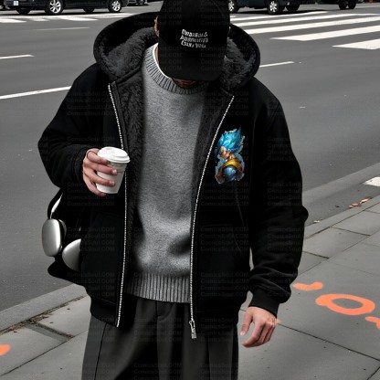 Unisex Graphic Streetwear Vintage Zipper Cardigan Plush Hoodid