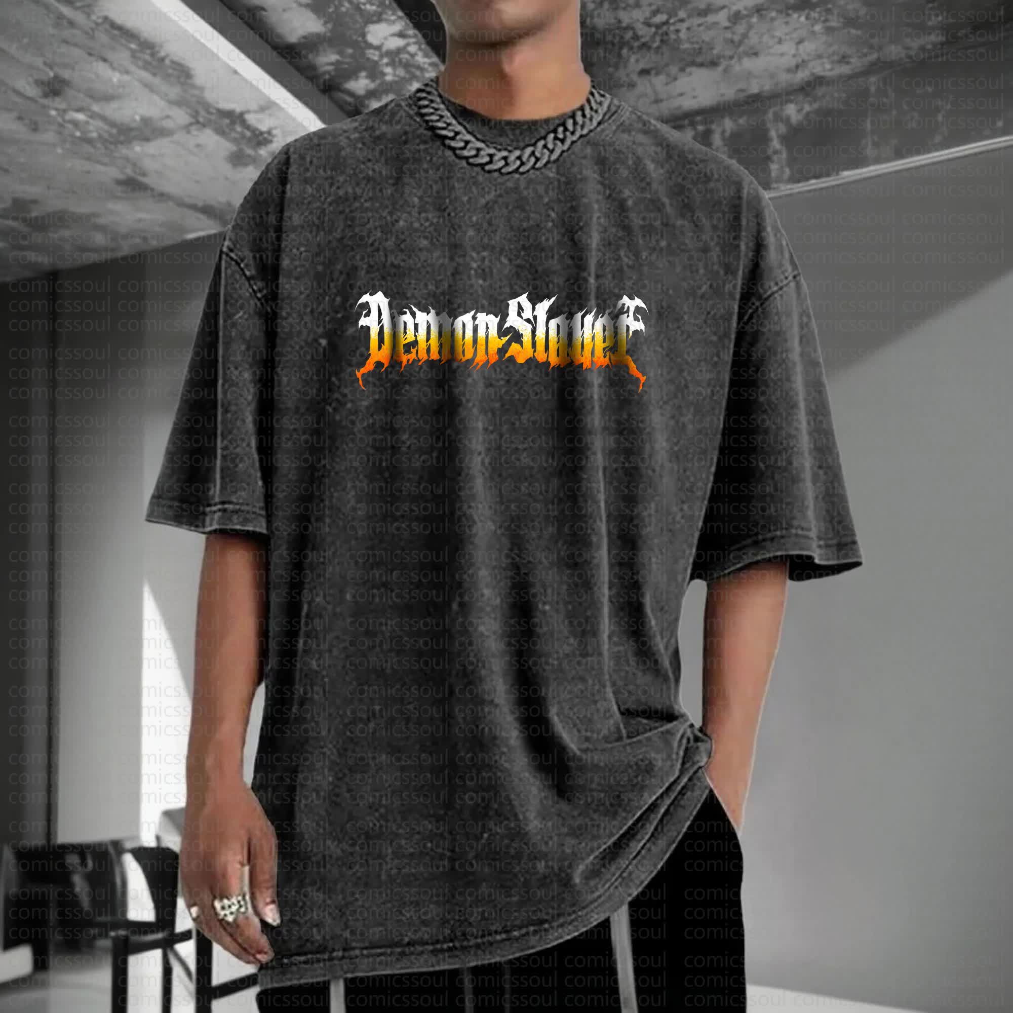 Unisex Anime Inspired Vintage Washed T-Shirt丨Demon Slayer