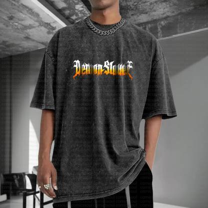 Unisex Anime Inspired Vintage Washed T-Shirt丨Demon Slayer