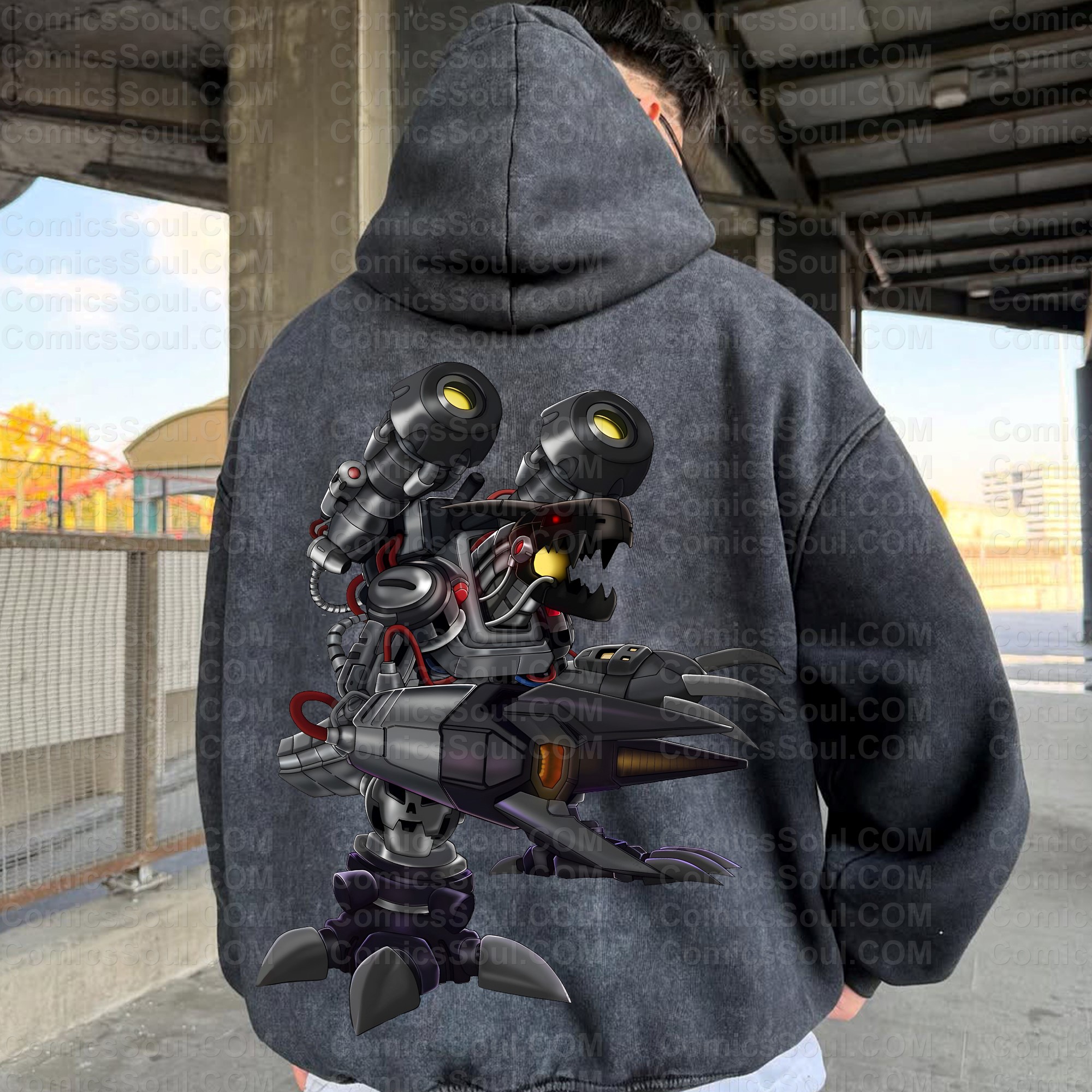 Vintage 3D Direct Inkjet Printed Washed Unisex Plush Hoodie