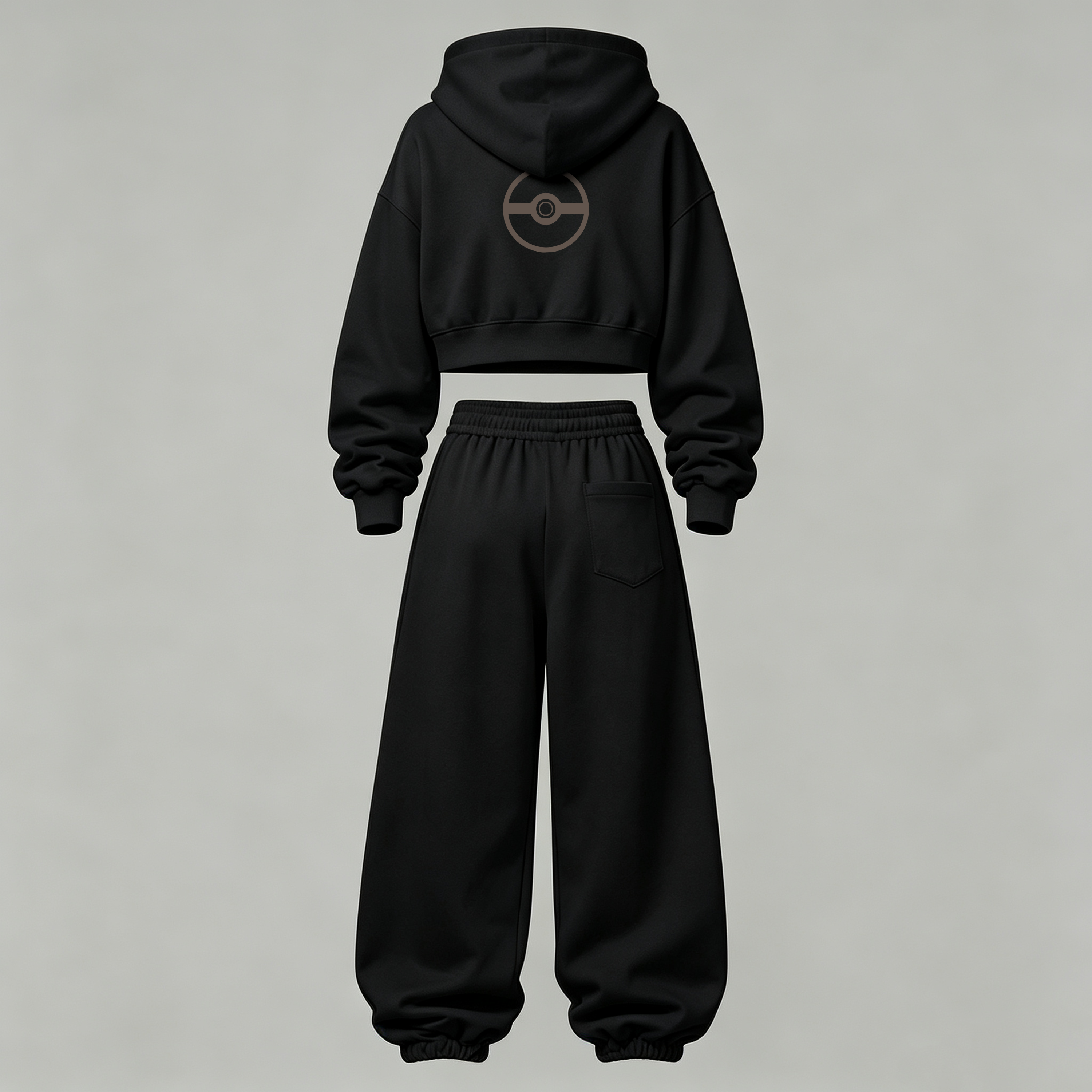 Pokémon Cropped Long Sleeve Hoodie & High Waist Jogger Pants Two Piece
