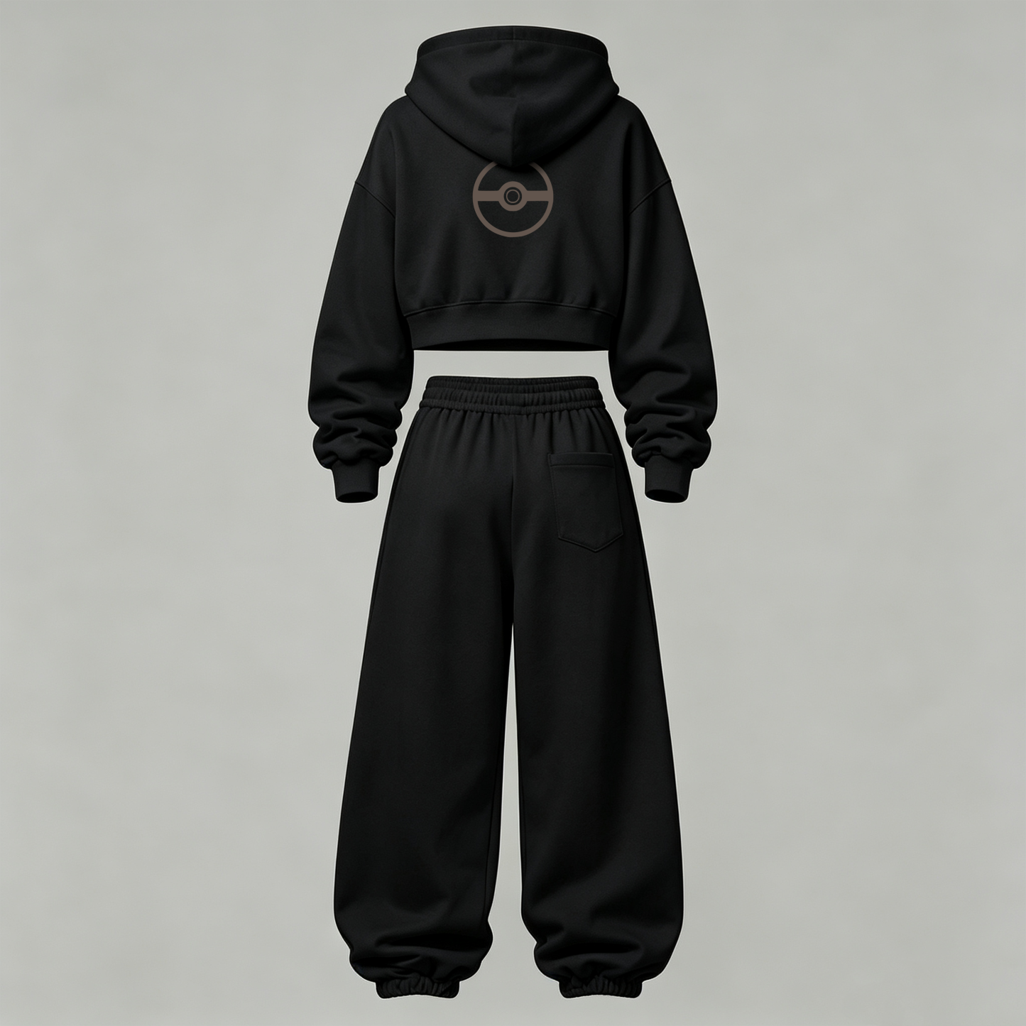 Pokémon Cropped Long Sleeve Hoodie & High Waist Jogger Pants Two Piece