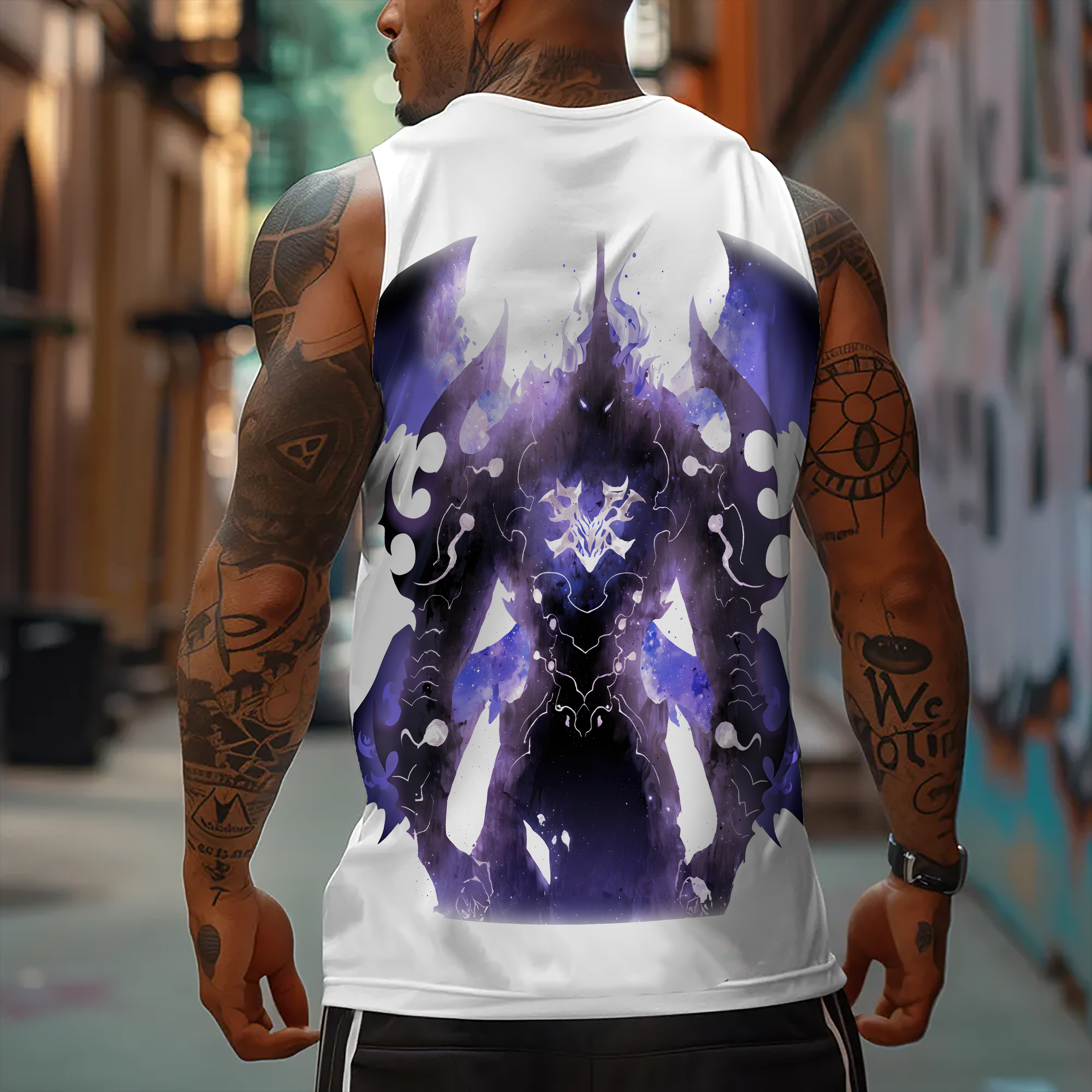 Oversized Anime Print Gym Tank Top